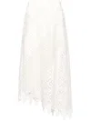 Ulla Johnson Solara Cutwork Linen Midi Skirt In White