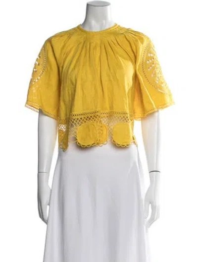 Pre-owned Ulla Johnson Linen Crew Neck Blouse W/ Tags In Yellow