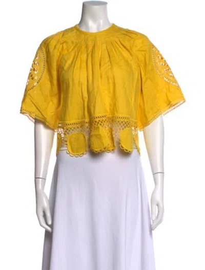 Pre-owned Ulla Johnson Linen Crew Neck Blouse W/ Tags In Yellow