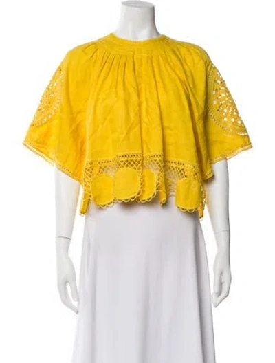 Pre-owned Ulla Johnson Linen Crew Neck Top In Yellow