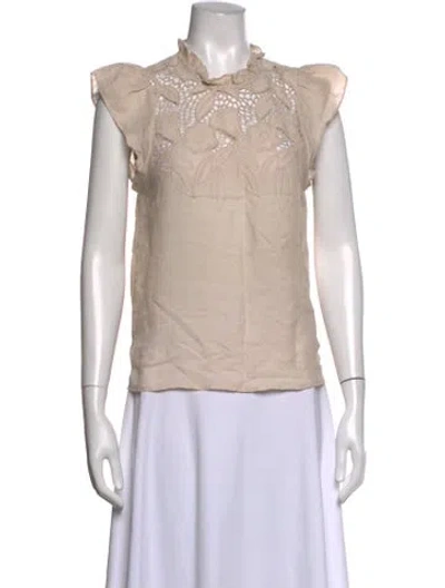 Pre-owned Ulla Johnson Linen Floral Print Blouse In Neutrals