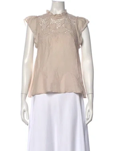 Pre-owned Ulla Johnson Linen Floral Print Blouse In Neutrals