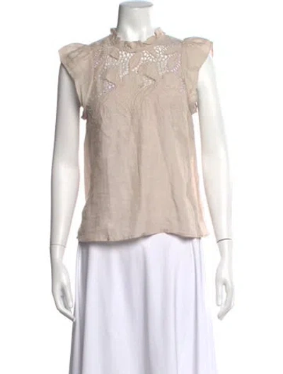 Pre-owned Ulla Johnson Linen Floral Print Top In Neutrals