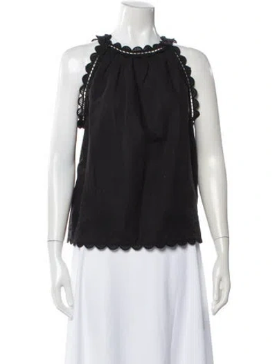 Pre-owned Ulla Johnson Linen Halterneck Top In Black