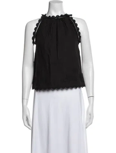 Pre-owned Ulla Johnson Linen Halterneck Top In Black