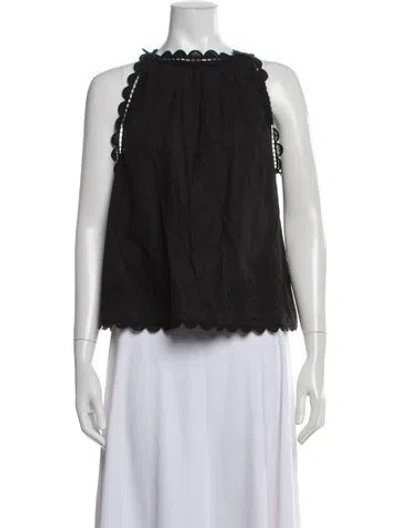 Pre-owned Ulla Johnson Linen Halterneck Top In Black