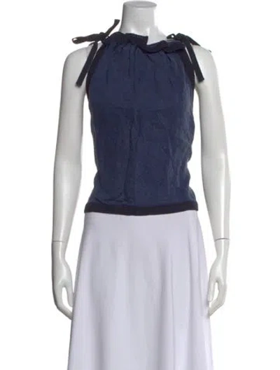 Pre-owned Ulla Johnson Linen Halterneck Top In Blue