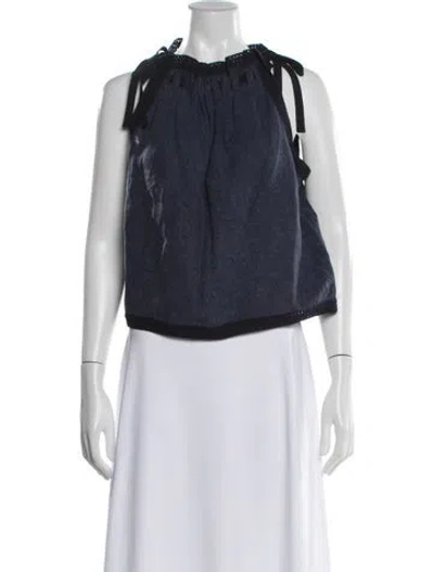 Pre-owned Ulla Johnson Linen Halterneck Top In Blue