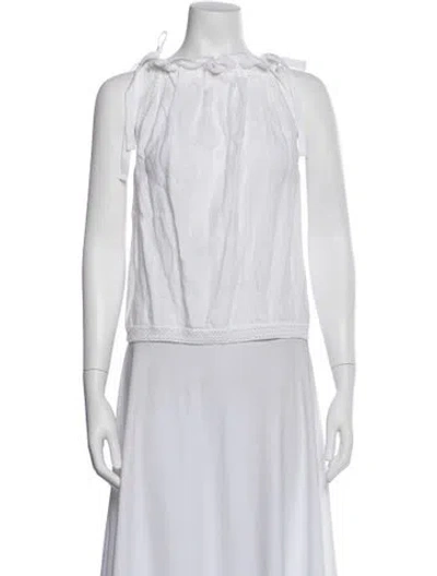 Pre-owned Ulla Johnson Linen Halterneck Top In White