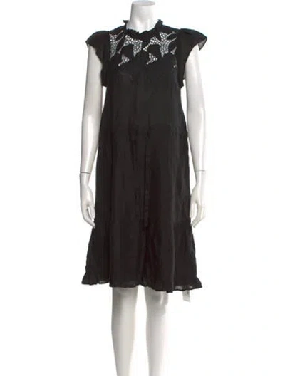 Pre-owned Ulla Johnson Linen Knee-length Dress In Black