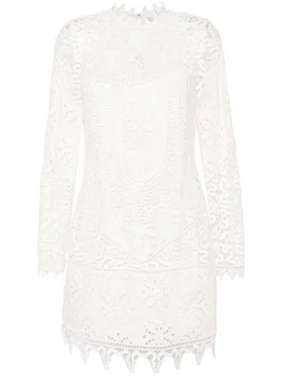 Ulla Johnson Linen Lace Dress With Intricate Cut-out Details And Elegant Long Sleeves In White
