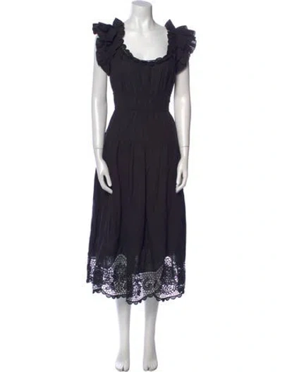 Pre-owned Ulla Johnson Linen Long Dress In Black