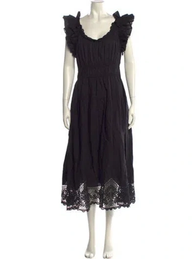 Pre-owned Ulla Johnson Linen Long Dress In Black