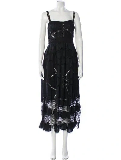 Pre-owned Ulla Johnson Linen Long Dress In Black