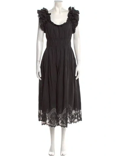 Pre-owned Ulla Johnson Linen Long Dress In Black