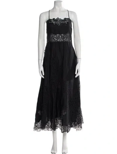 Pre-owned Ulla Johnson Linen Long Dress In Black