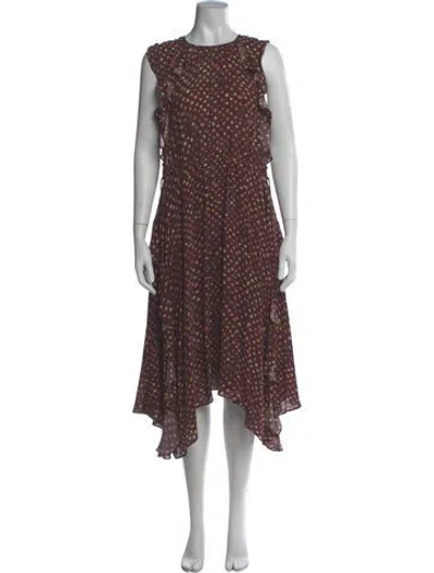 Pre-owned Ulla Johnson Linen Long Dress In Burgundy