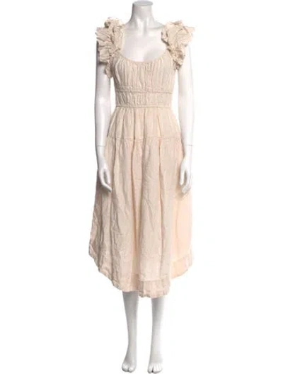 Pre-owned Ulla Johnson Linen Long Dress In Neutral