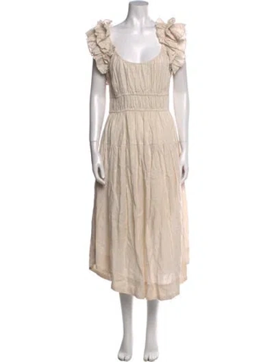 Pre-owned Ulla Johnson Linen Long Dress In Neutral