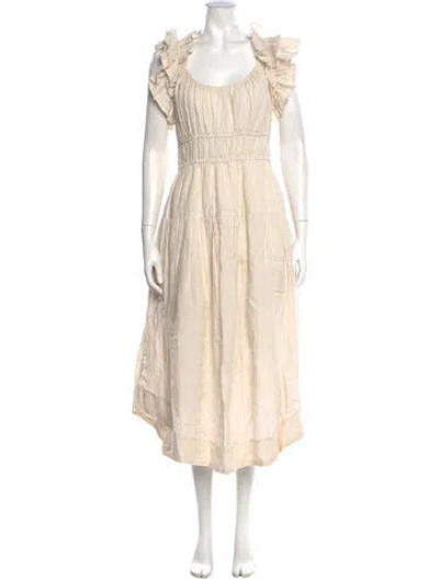 Pre-owned Ulla Johnson Linen Long Dress In Neutral