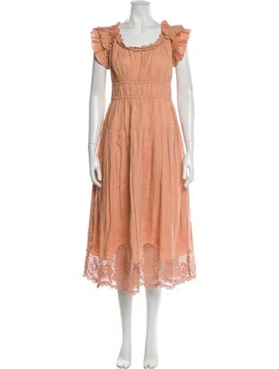 Pre-owned Ulla Johnson Linen Long Dress In Orange