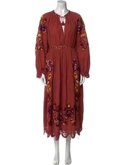 Pre-owned Ulla Johnson Linen Long Dress In Red