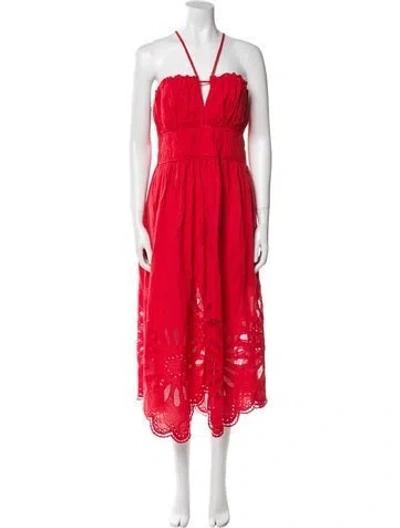 Pre-owned Ulla Johnson Linen Long Dress In Red
