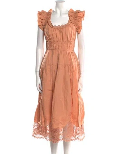 Pre-owned Ulla Johnson Linen Long Dress W/ Tags In Orange