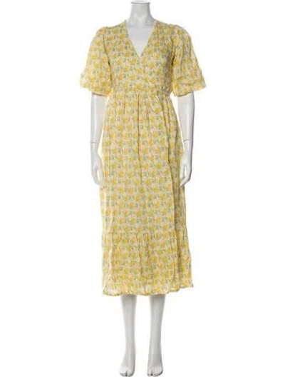 Pre-owned Ulla Johnson Linen Long Dress In Yellow