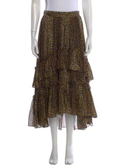 Pre-owned Ulla Johnson Linen Long Skirt In Black