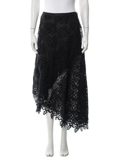 Pre-owned Ulla Johnson Linen Long Skirt In Black