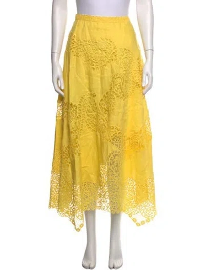 Pre-owned Ulla Johnson Linen Long Skirt W/ Tags In Yellow