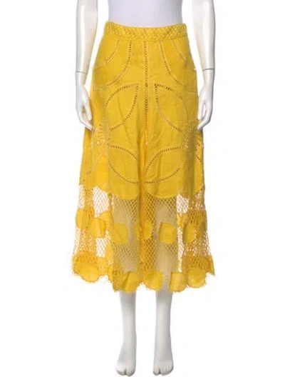 Pre-owned Ulla Johnson Linen Long Skirt In Yellow