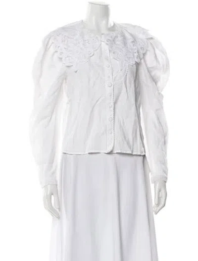Pre-owned Ulla Johnson Linen Long Sleeve Blouse In White