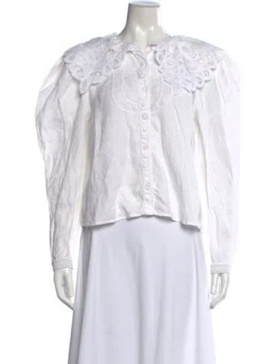 Pre-owned Ulla Johnson Linen Long Sleeve Blouse In White
