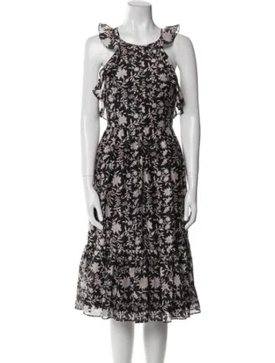 Pre-owned Ulla Johnson Linen Midi Length Dress In Black
