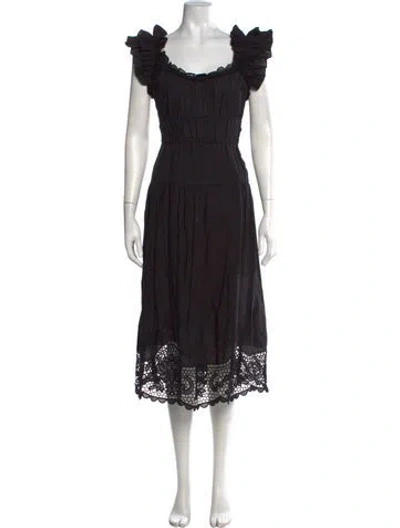 Pre-owned Ulla Johnson Linen Midi Length Dress In Black