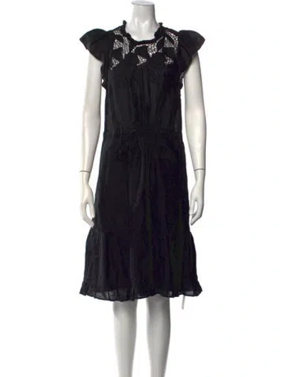 Pre-owned Ulla Johnson Linen Midi Length Dress In Black