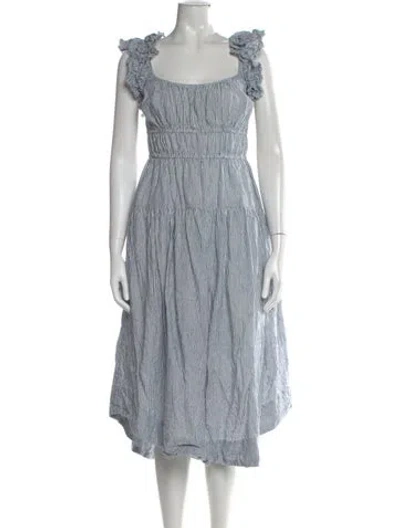 Pre-owned Ulla Johnson Linen Midi Length Dress In Blue