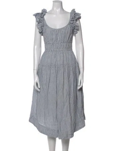 Pre-owned Ulla Johnson Linen Midi Length Dress In Blue