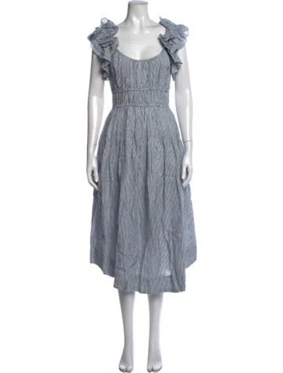 Pre-owned Ulla Johnson Linen Midi Length Dress In Blue