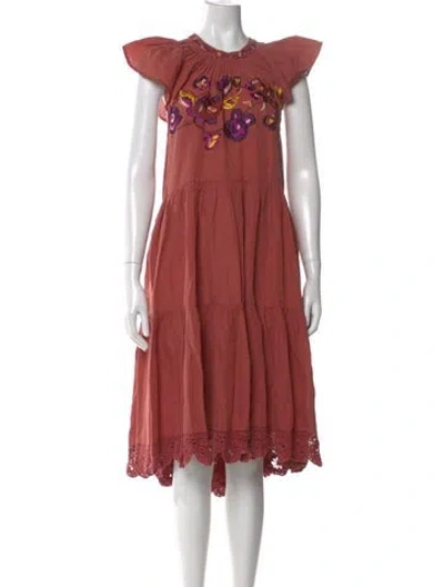 Pre-owned Ulla Johnson Linen Midi Length Dress In Brown