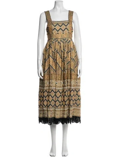 Pre-owned Ulla Johnson Linen Midi Length Dress In Multi