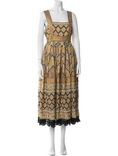 Pre-owned Ulla Johnson Linen Midi Length Dress In Multicolor