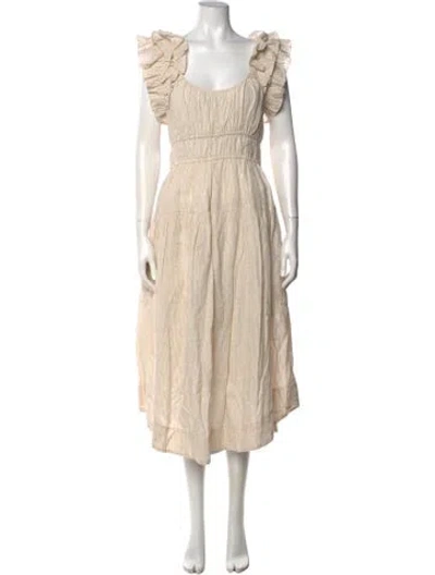 Pre-owned Ulla Johnson Linen Midi Length Dress In Neutral