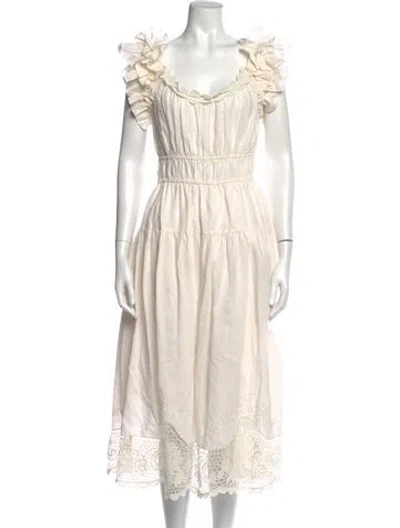 Pre-owned Ulla Johnson Linen Midi Length Dress In Neutrals