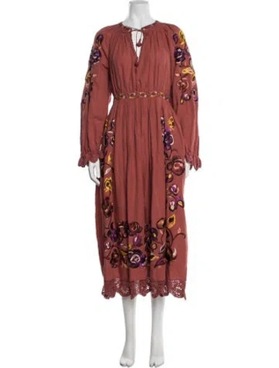 Pre-owned Ulla Johnson Linen Midi Length Dress In Red