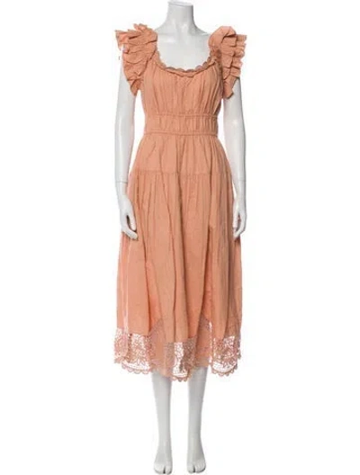 Pre-owned Ulla Johnson Linen Midi Length Dress W/ Tags In Pink