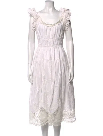 Pre-owned Ulla Johnson Linen Midi Length Dress In White