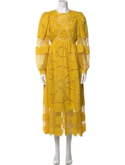 Pre-owned Ulla Johnson Linen Midi Length Dress In Yellow